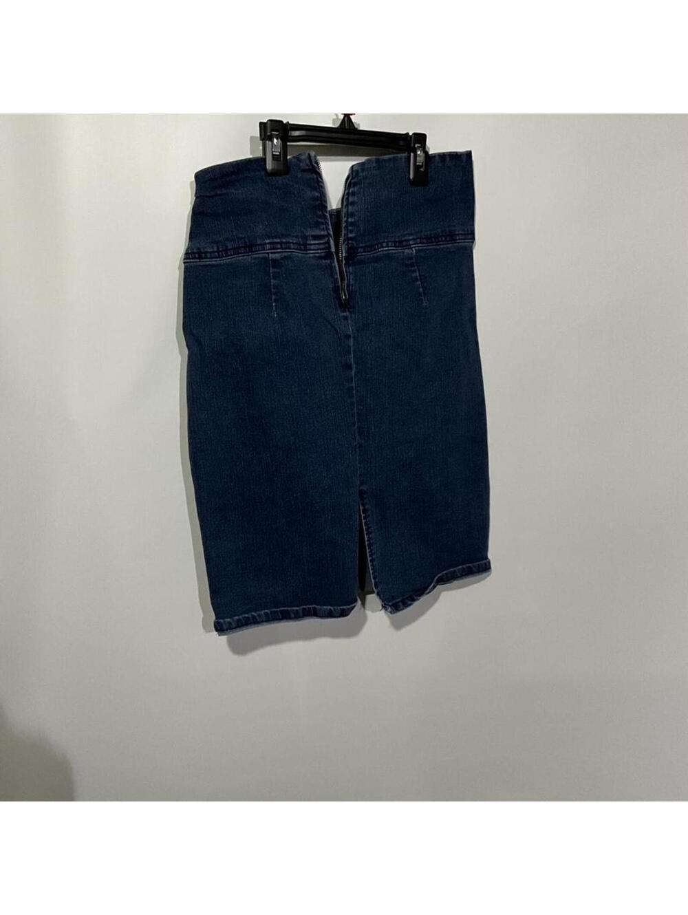 Dark Blue Denim Pencil Skirt with Back Zipper
